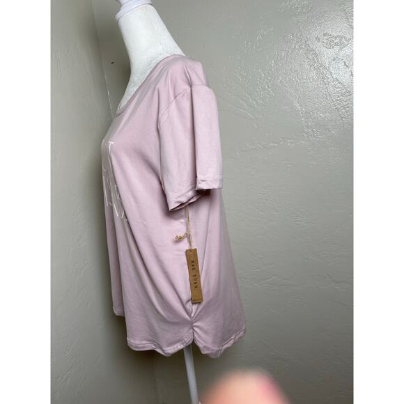 Rachel Dunn PJ Top Women's Size Large graphic Do Not Disturb Short Sleeves NWT - Picture 2 of 5